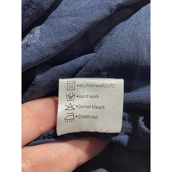 Merokeety Womens Blouse Navy Swiss Pom Pom Dot Short Sleeve Tunic Top Size L - Picture 7 of 13